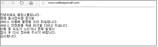 '비말차단용 마스크' 판매 사이트 '웰킵스몰' 홈페이지가 접속폭주로 인해 마비가 됐다.(사진=웰킵스몰)