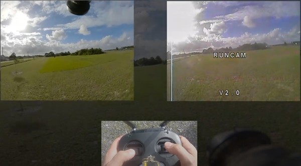 디지털 방식의 일인칭비행 드론 영상(왼쪽)과 기존 아날로그 방식의 드론 영상.  /유투버 RichFPV의 영상 캡처