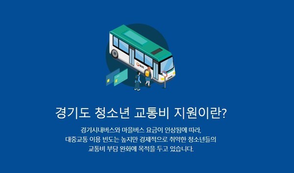 경기도가 청소년 교통비 지원 신청을 1일부터 접수 받는다.(사진=경기도 청소년 교통비 지원 포털 홈페이지)