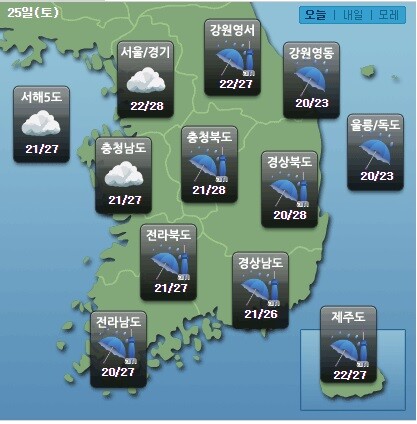 [오늘의 날씨]25일 전국의 예상 날씨/케이웨더