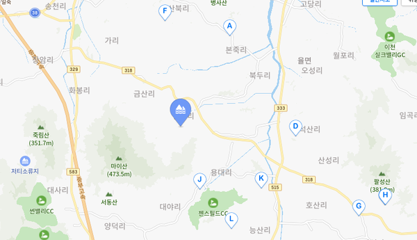 경기도 이천시 율면 산양리 산양저수지(사진, 네이버 지도)