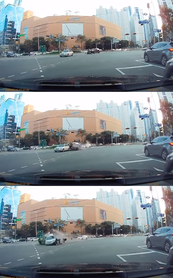 해운대 포르쉐 7중 추돌사고 블랙박스 영상 캡처(사진=유튜브 영상 캡처)