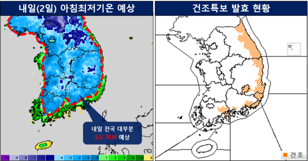 [내일날씨]당분간 전국 대부분 지역의 아침 기온이 영하권으로 떨어지곘다. /기상청