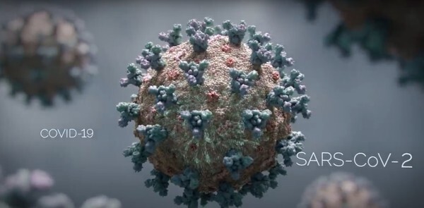 코로나19 바이러스 애니메이션 구현 장면.(Nucleus Medical Media 유튜브)