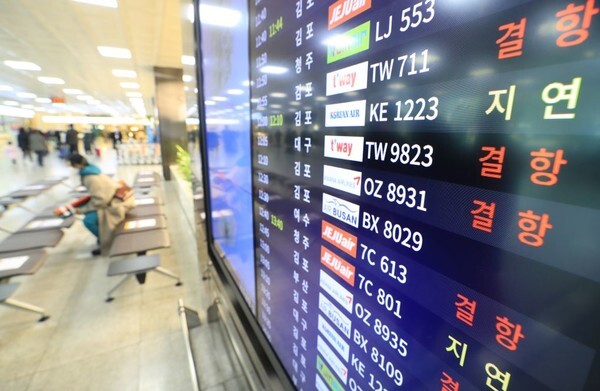 제주공항 결항, 지연 운항(사진=연합뉴스 제공)