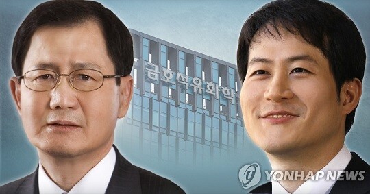 박찬구 회장 (왼쪽)과 박철완 상무 (오른쪽) 금호석유화학의 경영권을 놓고 치열한 기싸움을 벌이고 있다. (사진=연합)