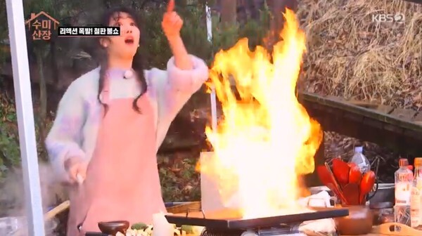 불쇼를 선보이는 이유리(사진, KBS2TV '수미산장' 캡처)