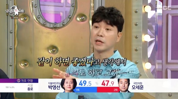 절친 박수홍과 박경림 (사진, MBC '라디오스타' 캡처)