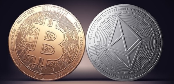 시총 상위 양대 암호화폐인 비트코인과 이더리움 이미지