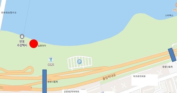 대학생 B씨가 실종된 반포 한강공원 지점. /부친 블러그 