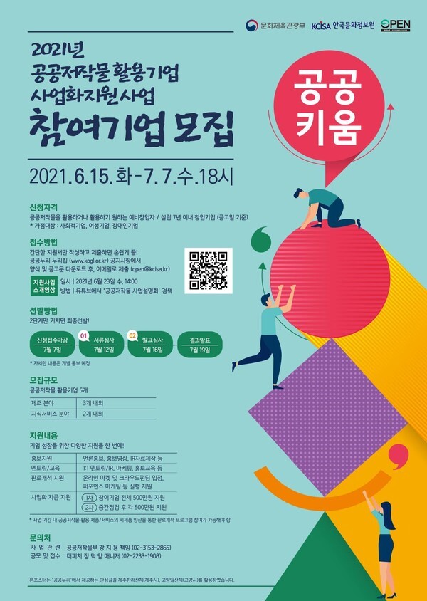 올해 '공공저작물활용기업 사업화지원' 사업 참여기업을 모집한다.(포스터, 문화체육관광부 제공)