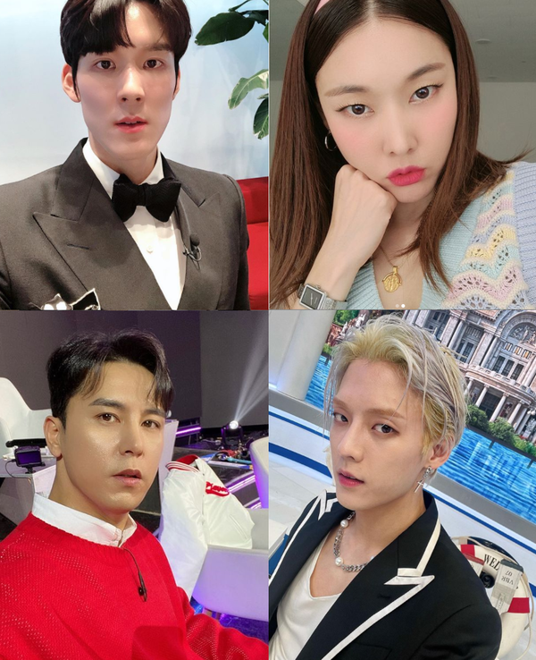 (왼쪽부터) 박태환에 이어 한혜진, 장민호, 비투비 민혁도 코로나19 확진돼 연예계가 비상이 걸렸다.(박태환, 한혜진, 장민호, 이민혁 인스타그램 캡처)