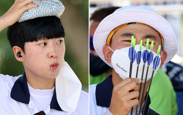 한국 양궁 여자 대표팀 안산(왼쪽)과 남자 대표팀 김제덕. /연합뉴스