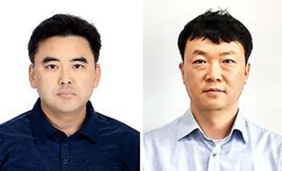 대한민국 엔지니어 상 12월 수상자인 이호기 삼성중공업 파트장(왼쪽)과 신상수 오성테크 연구소장. (사진, 연합뉴스)